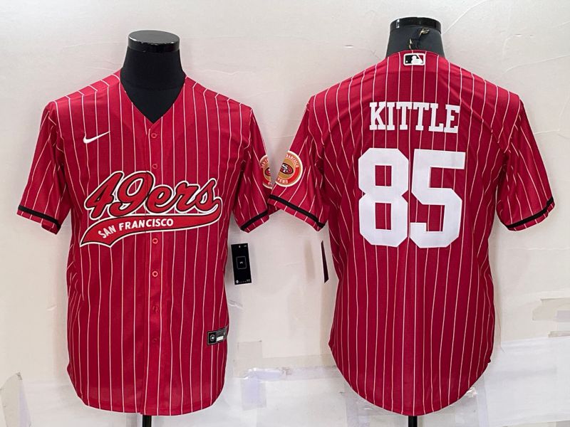 Men San Francisco 49ers 85 Kittle Red stripe 2022 Nike Co branded NFL Jersey